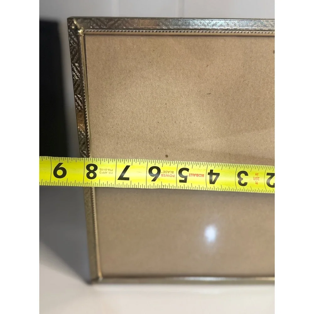 VTG‎ Triple Folding Picture Frame Gold Toned Metal Ornate Etched 8x10 Hollywood